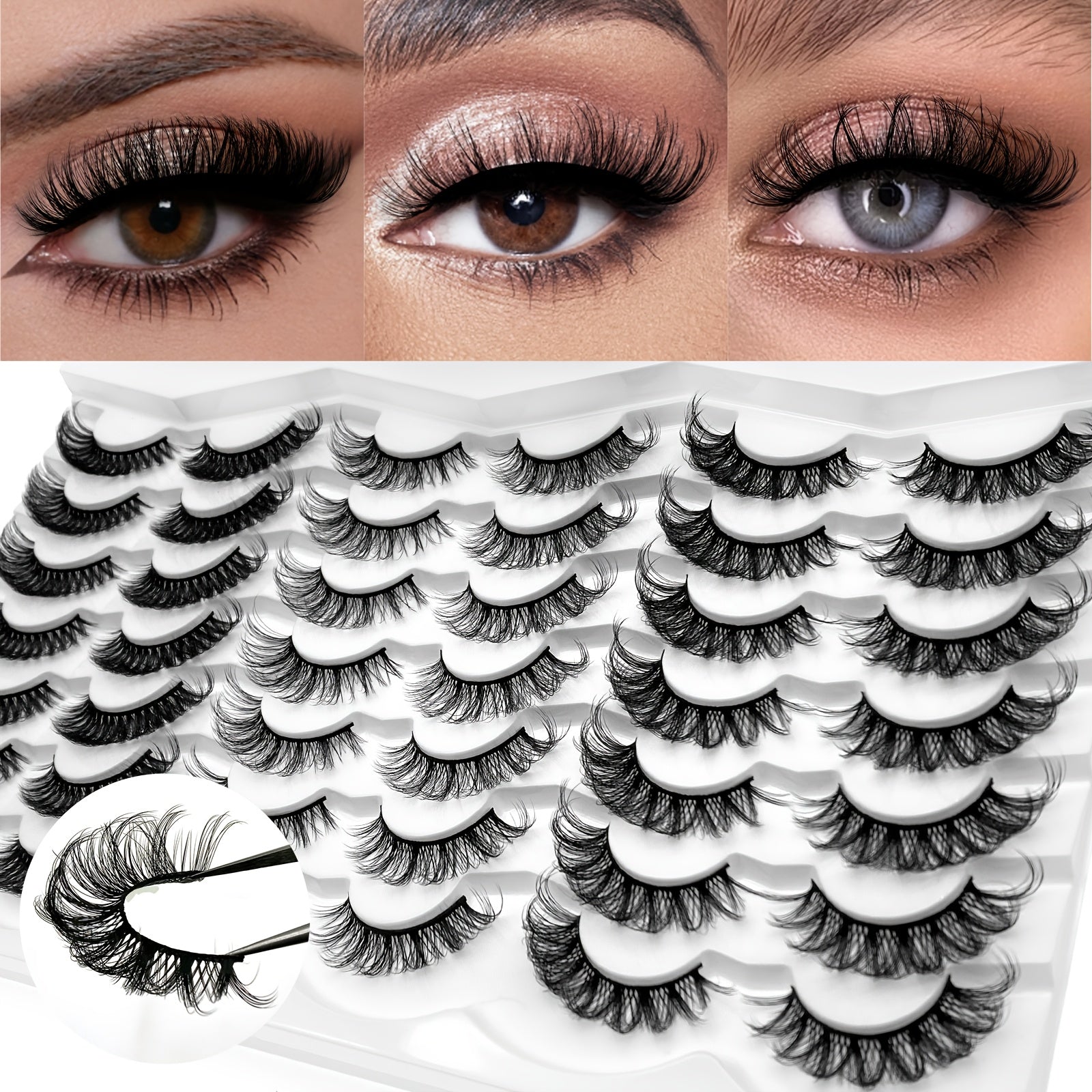 63 Pairs of 3pcs Cat Eye Style C Curl D Curl Upgraded Full Pair False Eyelashes Soft and Lightweight Reusable Essential Makeup for Girls Suitable for Beginners Russian False Eyelashes Must-have Item for Birthday Dates, Easter